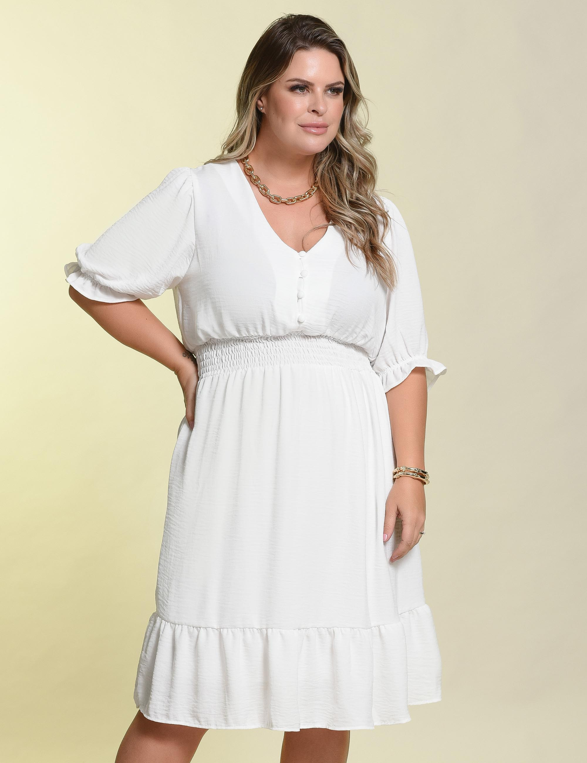 Vestido Curto Liso Branco