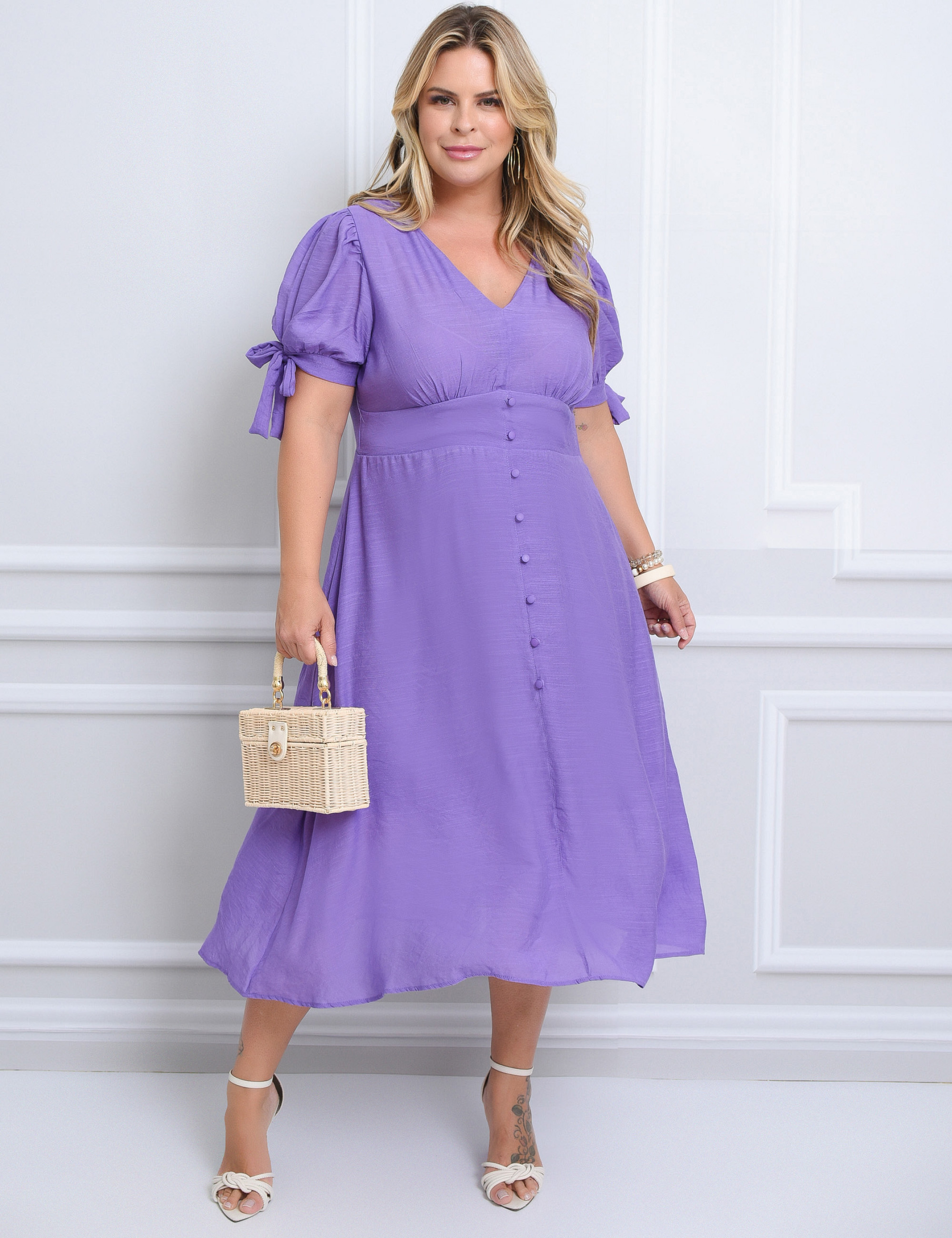 Vestido Poliviscose Liso Lilás