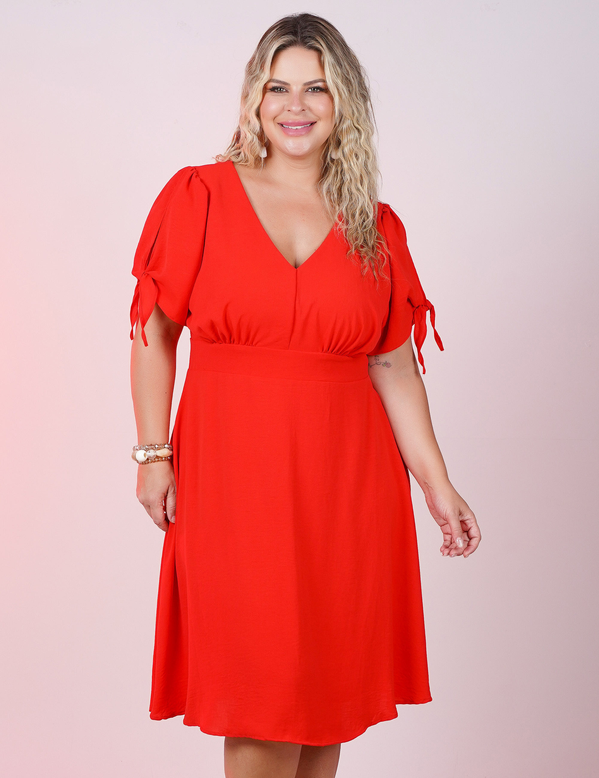 Vestido Curto Crepedunas Laranja
