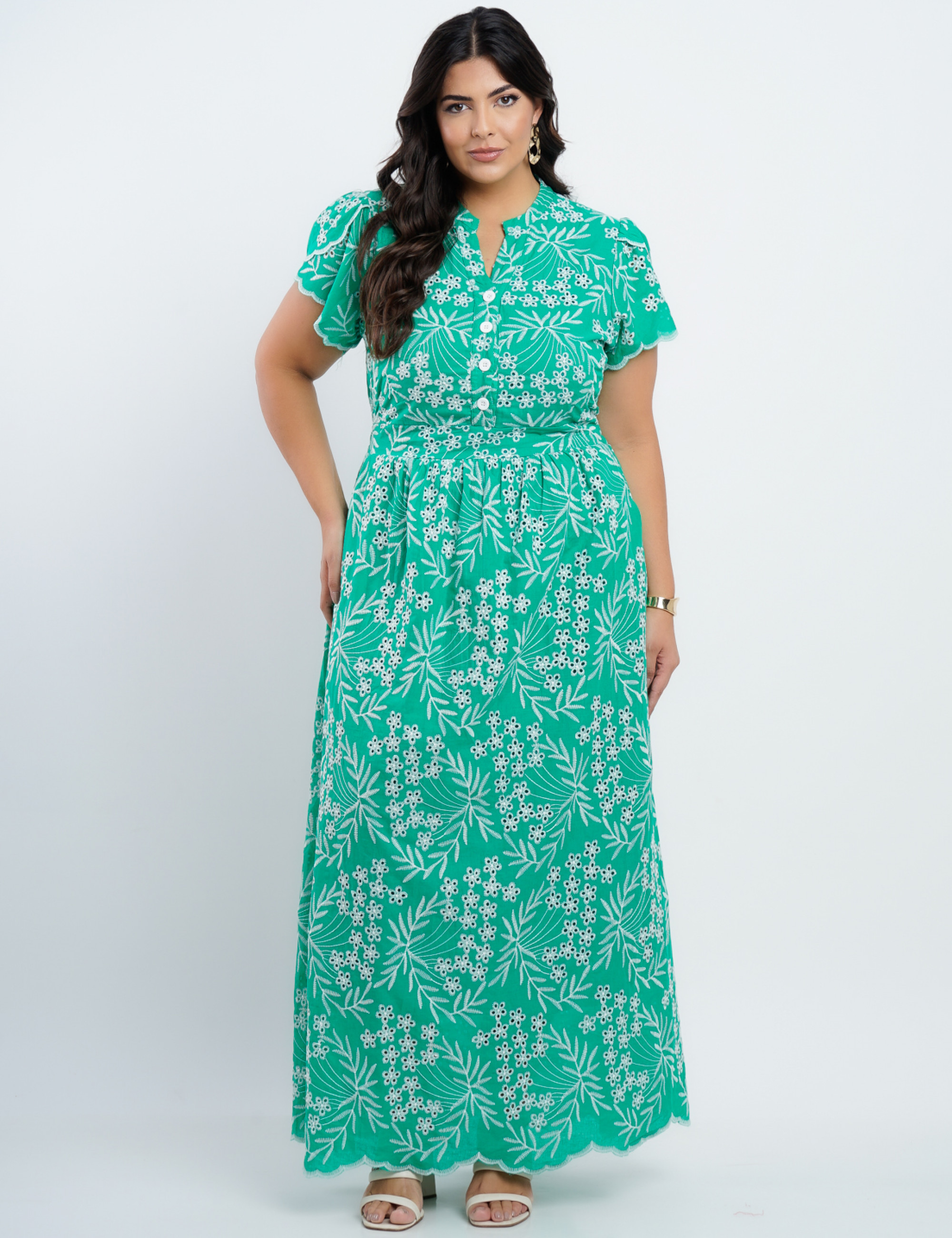 Vestido longo lasie Algodão Verde 