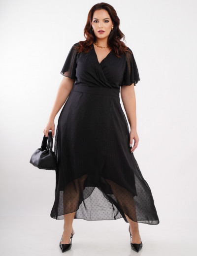 Vestido Longo Chiffon Com Lurex Preto