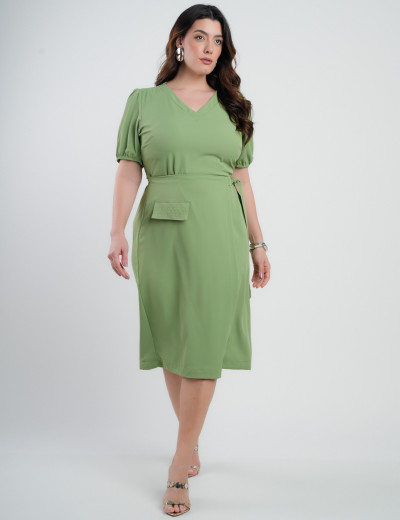 Vestido Midi Two Way Amarração Com Argola Verde