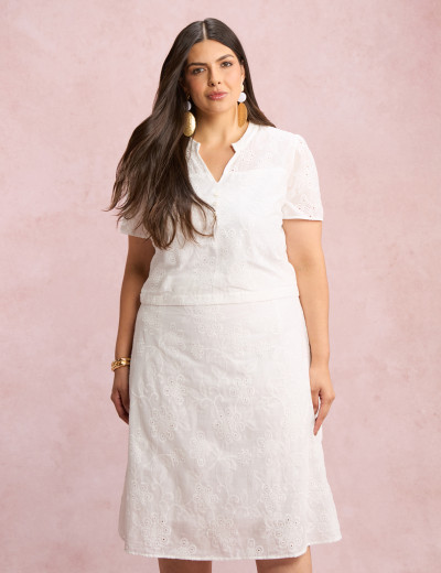 Vestido Midi Lasie Algodão Com Botão Branco