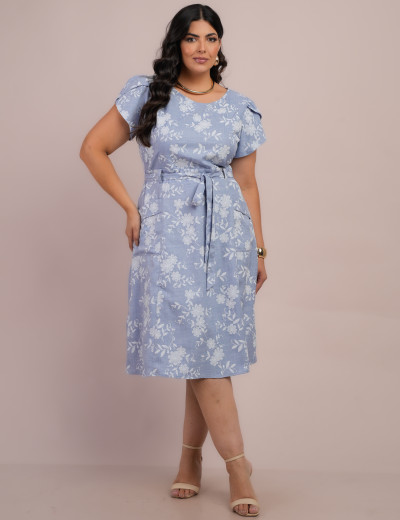 Vestido Curto Alfaiataria Com Textura Bolso Azul