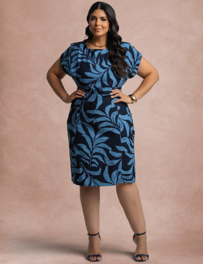 Vestido Midi Estampado Marinho
