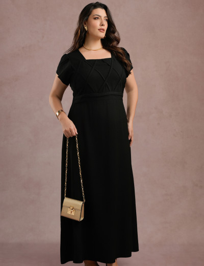 Vestido longo Cruzado Na Blusa Preto