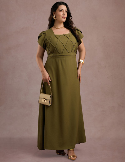 Vestido longo Cruzado Na Blusa Musgo