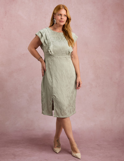 Vestido Midi Com Babados Verde 