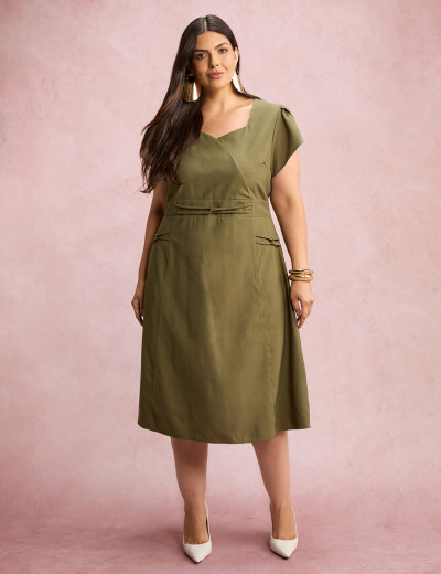 Vestido Midi Com Detalhe Cordinha Verde 