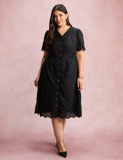 Vestido Lasie Com Botões Preto 