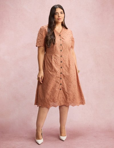 Vestido Lasie Com Botões Marrom