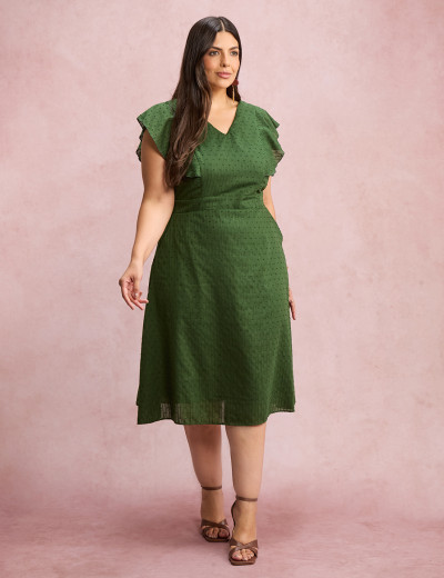 Vestido Mid Com Textura Pipoquinha Verde 