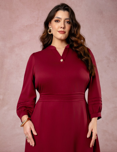 Vestido Midi Encorpado Com Nervuras Vinho