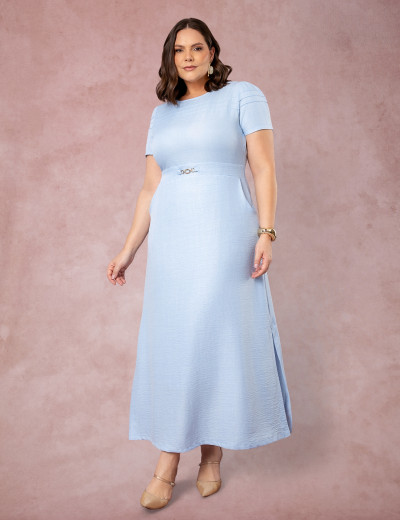 Vestido longo Com Fivela Azul