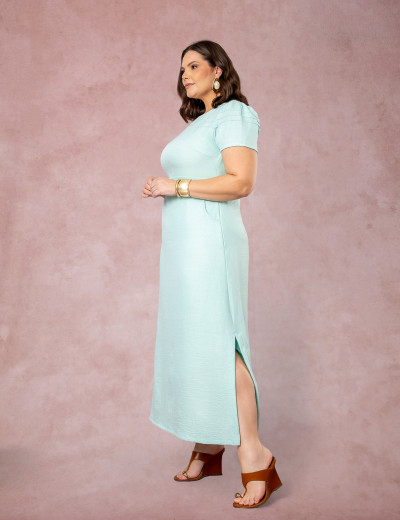 Vestido longo Com Fivela Verde 