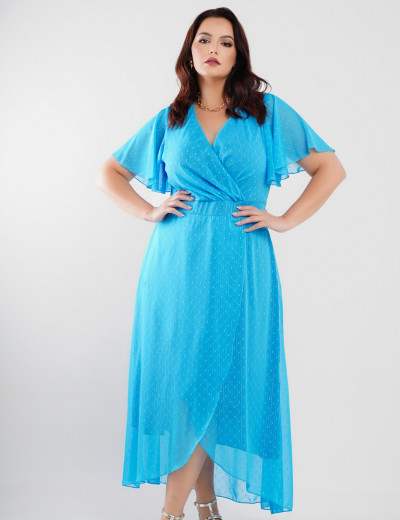 Vestido Longo Chiffon Com Lurex Azul