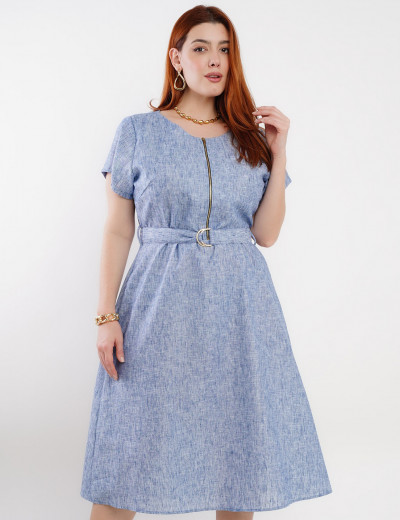 Vestido Midi Algodão Com Poliéster Azul 
