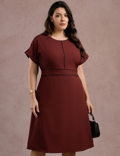 Vestido Midi Com Vivo Frente Vinho