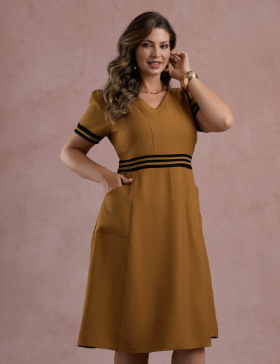 Vestido Midi Com Tirinhas Marrom