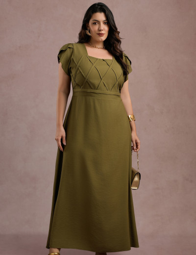 Vestido longo Cruzado Na Blusa Musgo
