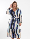 Vestido Midi Viscose Cinto Faixa Azul