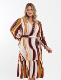 Vestido Midi Viscose Cinto Faixa Marrom