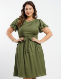 Vestido Curto Poliviscose Com Cinto Verde 