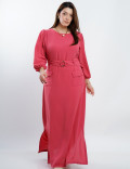 Vestido Longo Alfaiataria Com Cinto Rosa