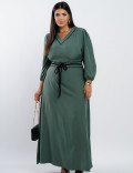 Vestido Longo Com Cinto Transpassado Musgo
