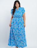 Vestido longo lasie Algodão Azul