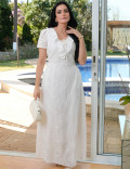 Vestido Longo Lasie Algodão com Babado no Decote Branco