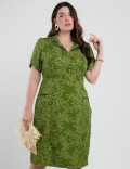 Vestido Curto Alfaiataria Estampado Tubinho Verde 