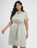 Vestido Midi Limen Com Cinto Verde 