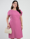 Vestido Midi Alfaiataria Com Pespontos Rosa