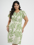 Vestido Midi Linho Estampado Verde 