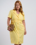Vestido Midi Alfaiataria Com Botões Amarelo