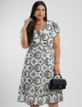 Vestido Midi Lasie Algodão Barrado Preto