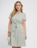 Vestido Midi Limen Com Pesponto Verde