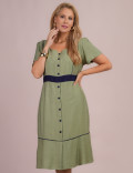 Vestido Midi Bicolor Verde