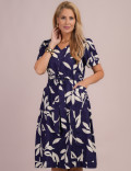 Vestido Midi Alfaiataria Estampado Marinho