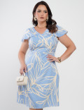 Vestido Curto Alfaiataria Estampado Azul