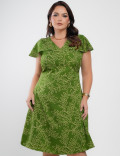 Vestido Curto Alfaiataria Estampado Verde