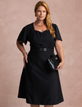 Vestido Midi  Cintura Com Fivela Preto