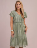 Vestido Midi Com Bordado Musgo