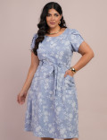 Vestido Curto Alfaiataria Com Textura Bolso Azul