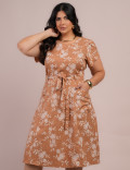 Vestido Curto Alfaiataria Com Textura Bolso Marrom 