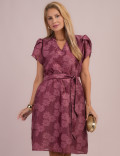 Vestido Midi Com Cinto Vinho