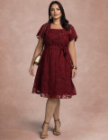 Vestido Midi Com Cinto Vinho 
