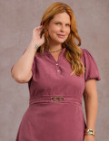 Vestido Midi Cintura Com Fivela Vinho 