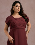 Vestido longo Cruzado Na Blusa Vinho